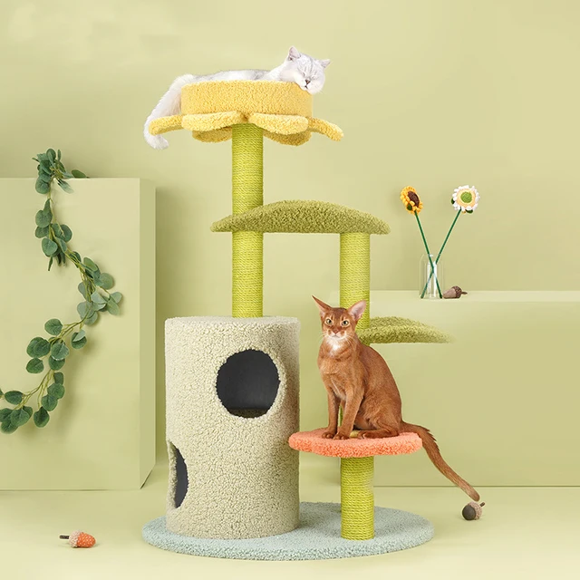 Cat Tree Lotus Leaf Cat Climbing Frame Cat Nest In One Jump Shelf Scratching Board Sisal
