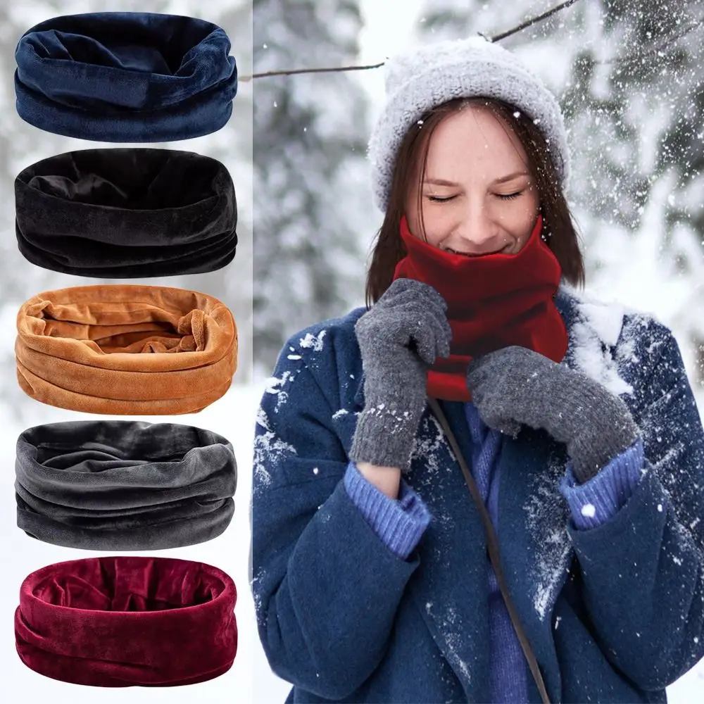 

Cold-proof Bib Warm Neck Cover Autumn Winter Scarf Thermal Neck Warmer Cervical Neck Protector Golden Velvet Scarf