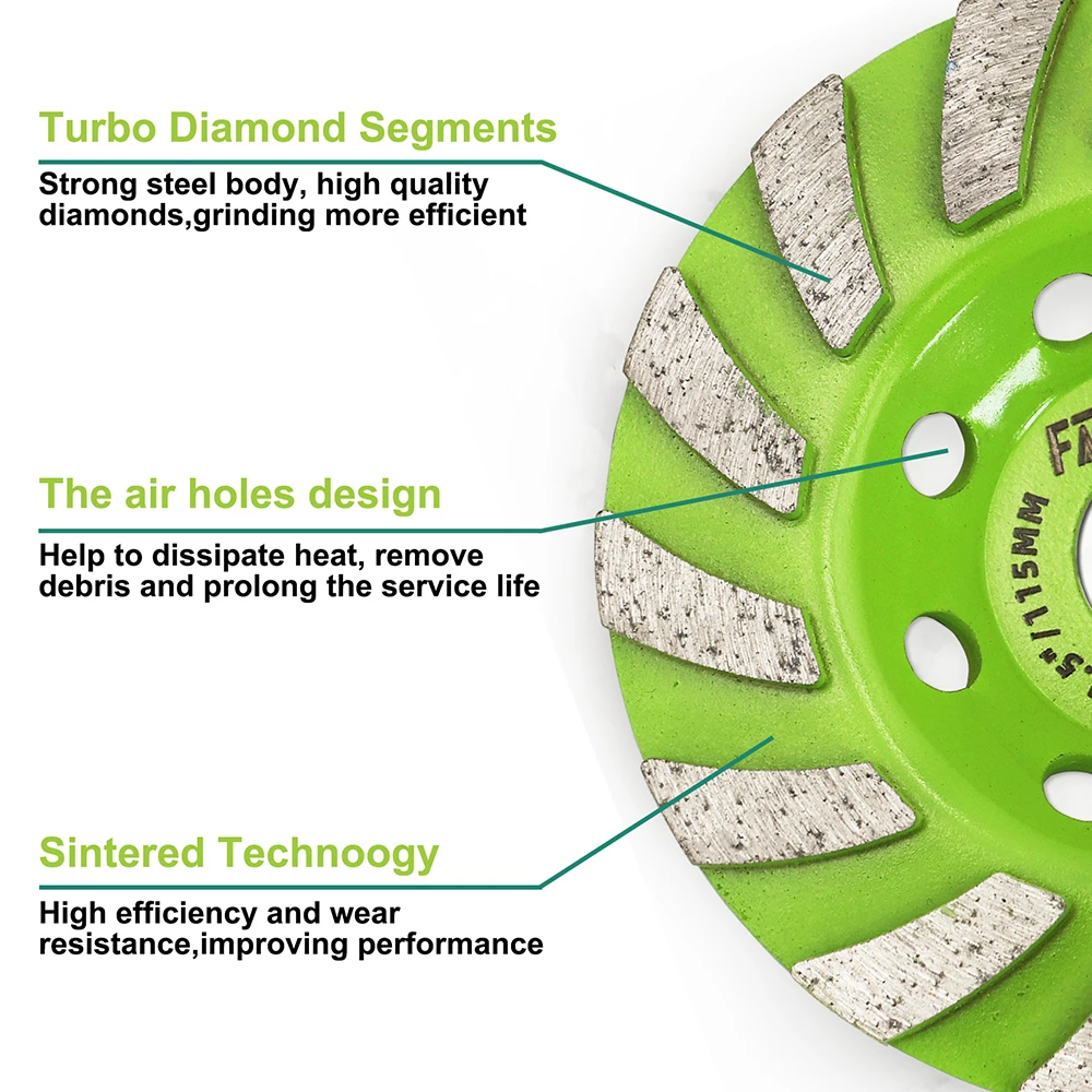 FACHLICH 1db 100/115/125mm Gyémánt Csiszolás Kerék Kő- Tetőcserép Gránit Beton polírozó Korong Szegélykő Kerék Csiszoló szerszámok