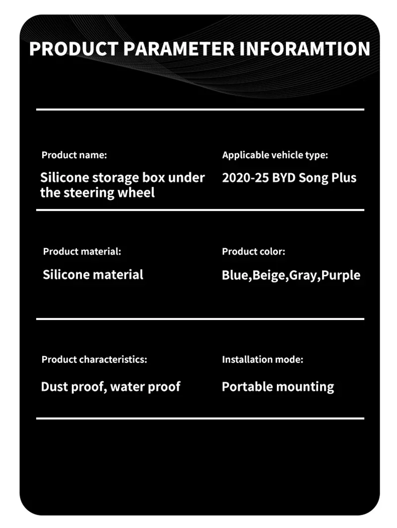 For Byd Song Plus Seal U Dmi Ev 2020-2025 Steering Wheel Front Storage Box Multifunctional Silicone Waterproof Protective Case