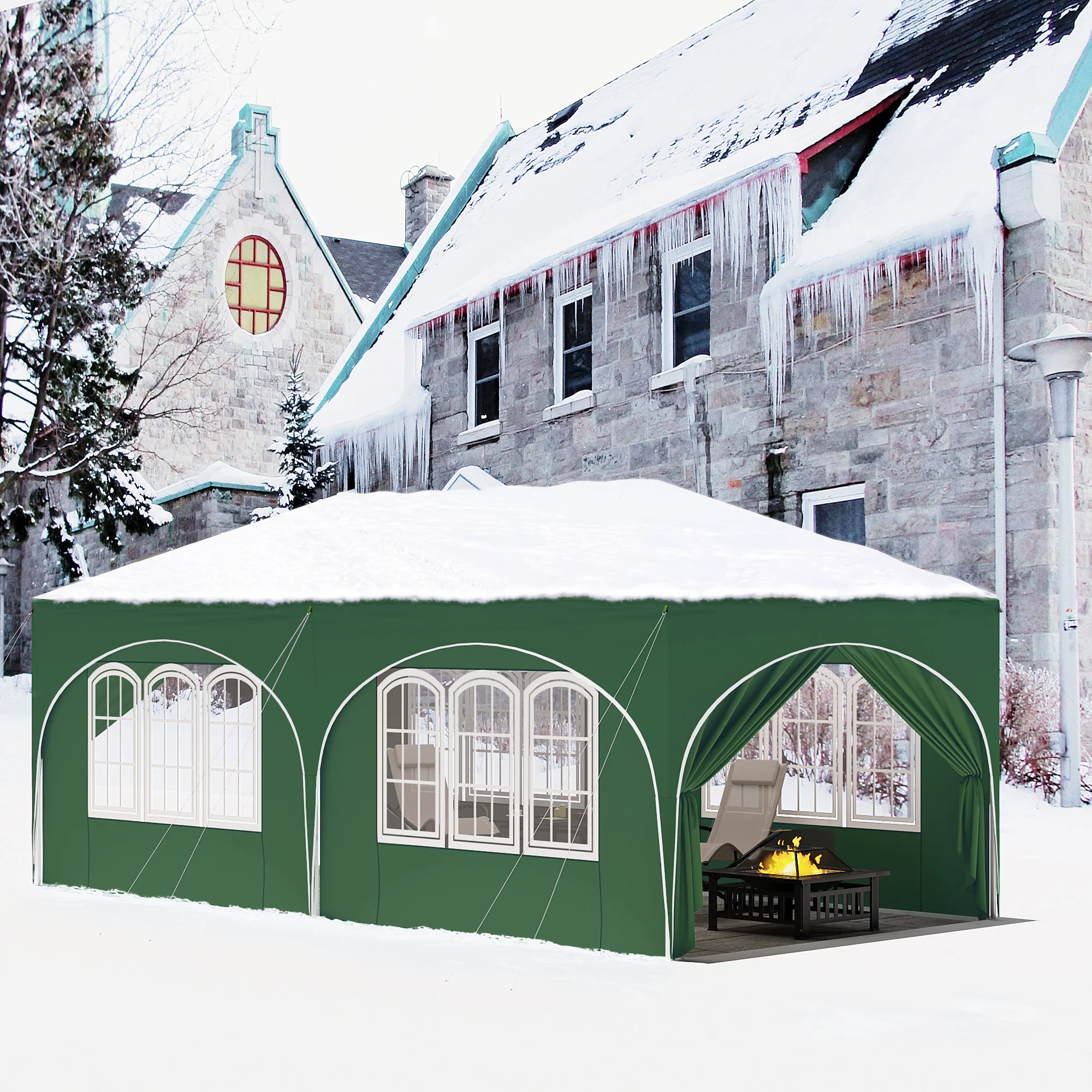WOLTU 3x6m Gartenpavillon Faltbarer Pavillon mit 6 Seitenwänden Höhenverstellbar Wasserdicht UV-Schutz Partyzelt mit Tasche – Detail 9