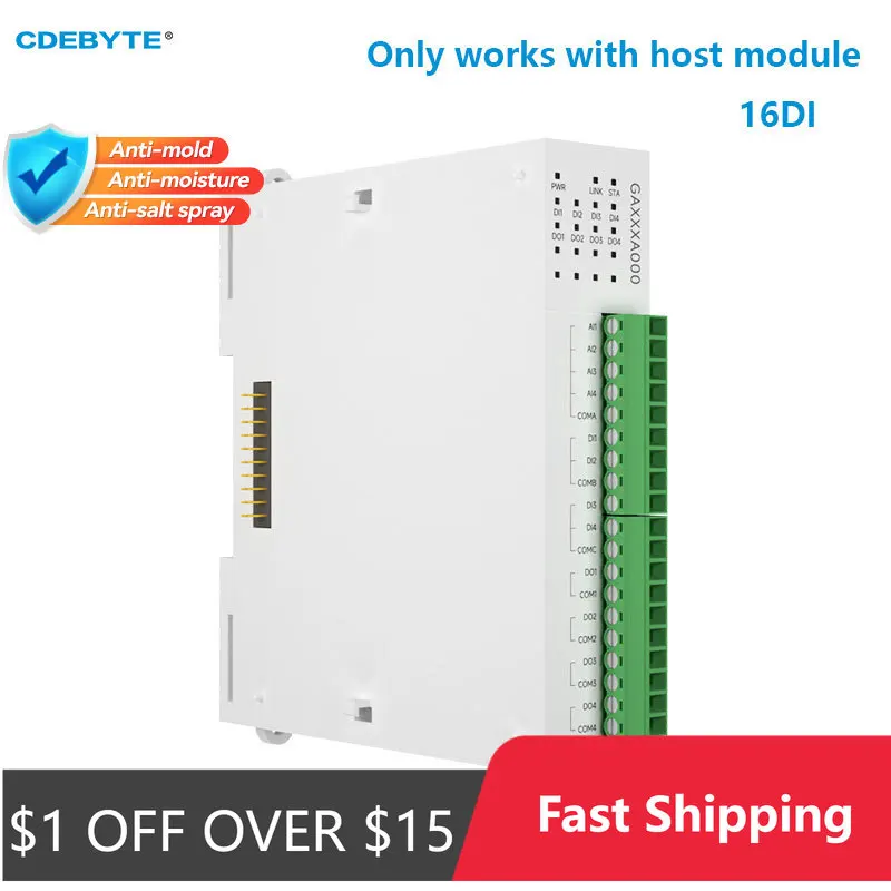 16DI RJ45 RS485 Distributed Remote IO Expansion Module Analog Switch ...