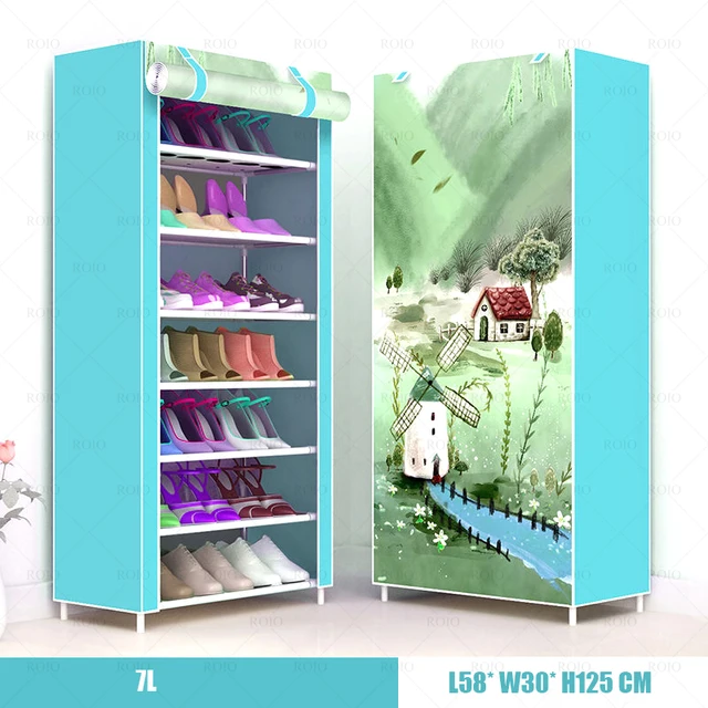 Multilayer Shoe Cabinet Vertical Space Saving Nonwoven Shoes Shelf Organizer Simple Combination Stand Holder Entryway Shoe Rack transparent