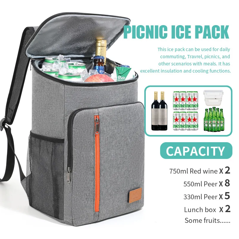 18L Portable Thermal Lunch Bag Food Box Durable Waterproof Cooler Ice Insulated Case Camping Dinner Storage Oxford Backpack