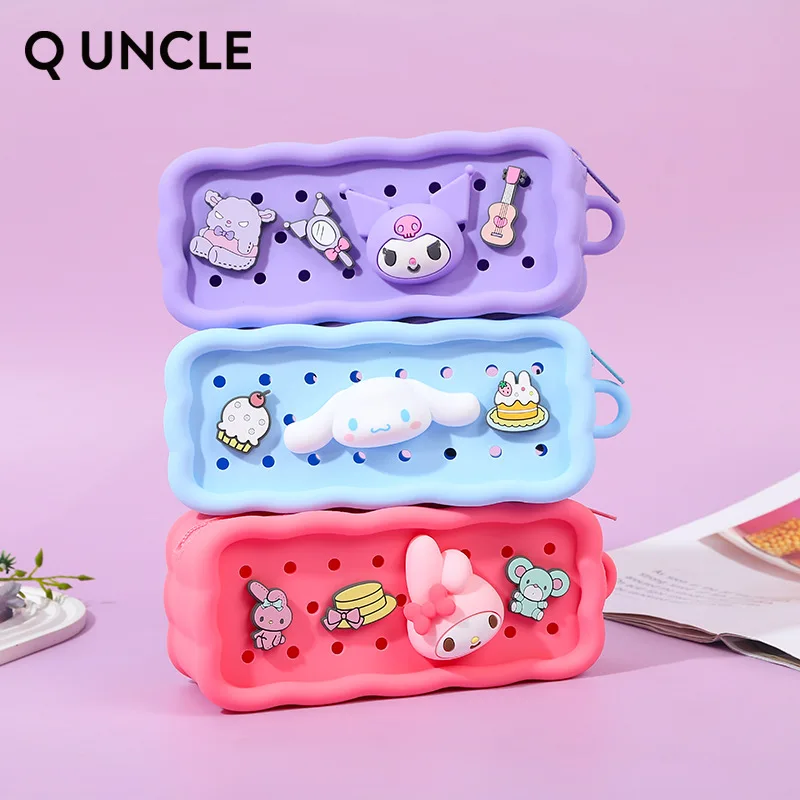 

Новинка, Канцтовары Sanrio, футляр для рукоделия, силиконовая мультяшная мелодия Kuromi, многофункциональная сумка для хранения, канцелярские подарки