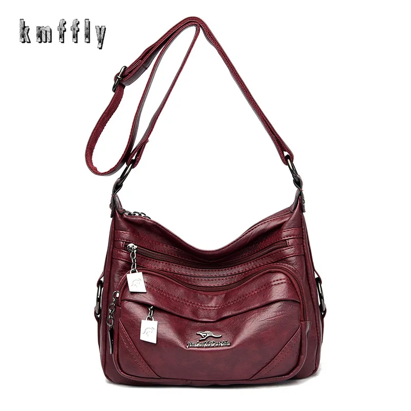 

Women's Bags 2022 New Fashion Ladies Shoulder Bags Luxury Soft Leather Texture Messenger Bags Multi-Zip Large Capacity Wallets
