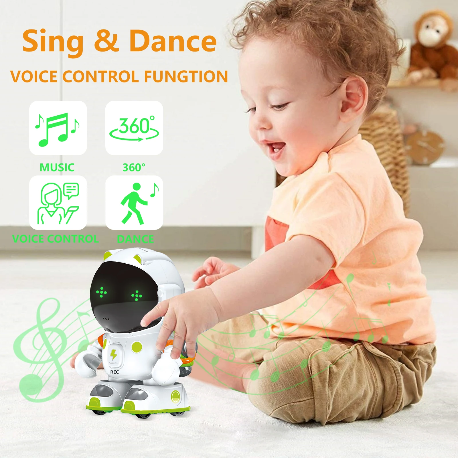Early Education Intelligent Space Robot Toy Singing Dialogue Voice Control Touch Control Intelligent Robot Toys for Boys Emo 4