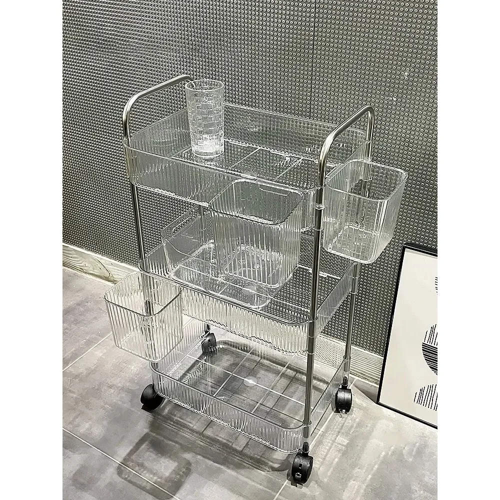 Carrello Portaoggetti Trasparente Carrello Per Cosmetici Cucina Bagno Camera Da Letto Scaffale Per Snack A Più Piani Con Ruote Organizer Home