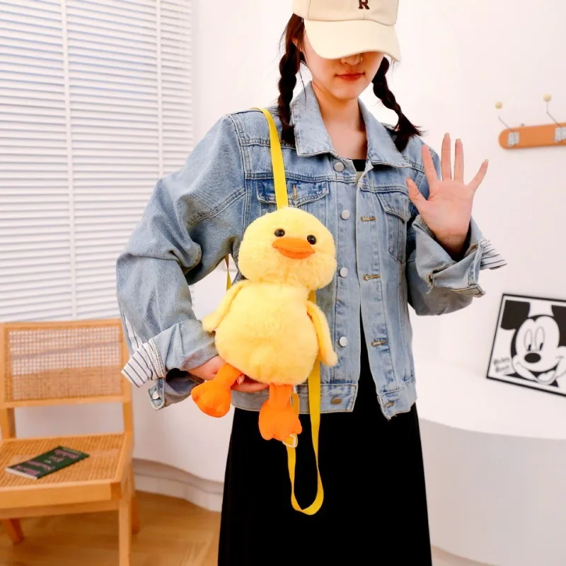 Yellow Duck Plush Backpack for Girls School Travel