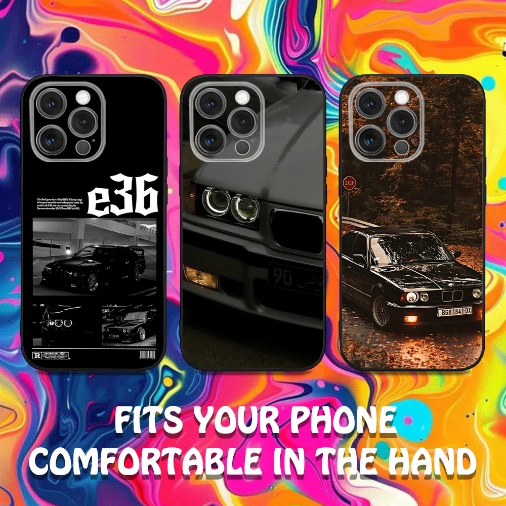 Luxury Car-Inspired Black Silicone Phone Case - Soft, Stylish Protection
