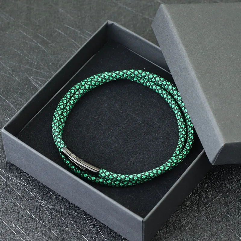 Stainless Steel Paracord Rope Bracelet for Men Camping Survival