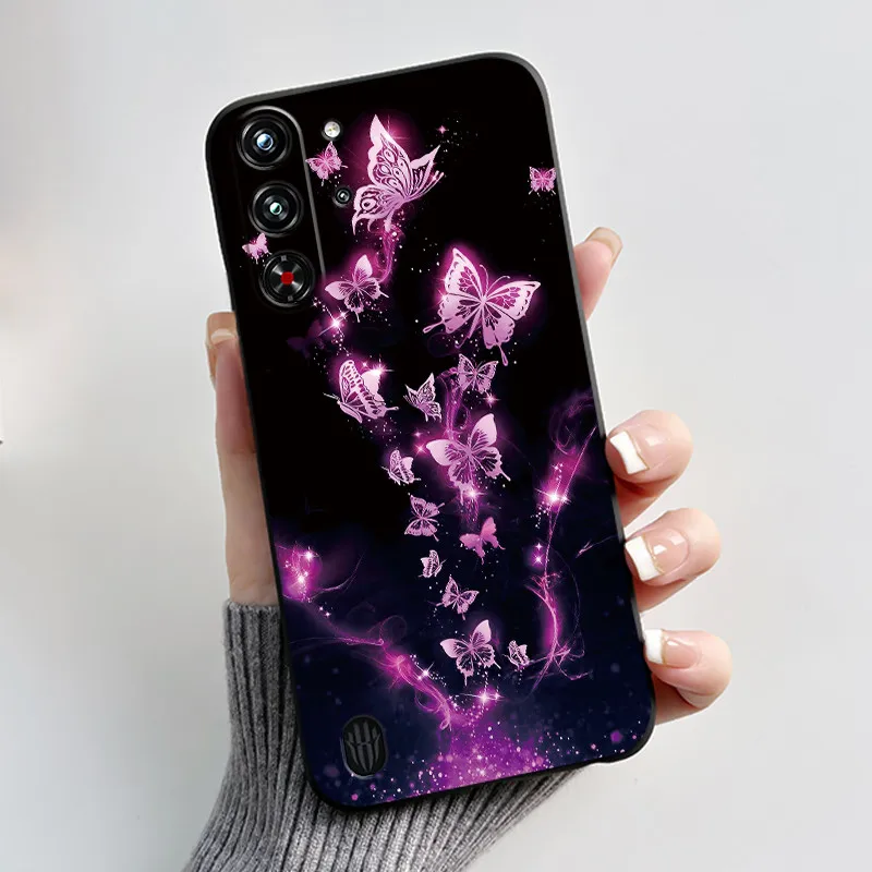 Soft Silicone Black Shell with Cute Flower Design - Protective Case