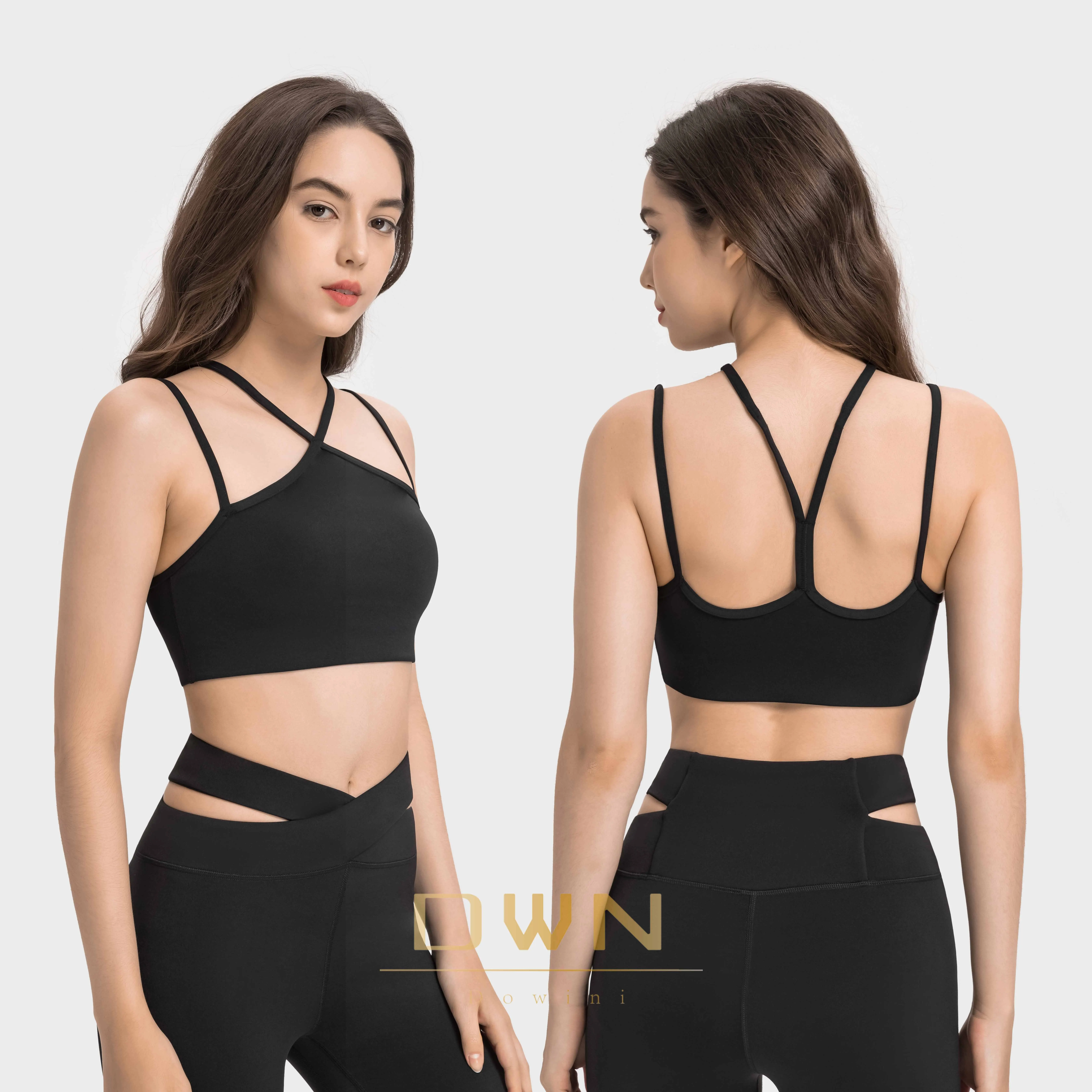 

Flow Y Cute Light Support Strappy Buttery-soft Yoga Bra Feels Weightless Soft Brushed Underband Sports Bras With Removable Cups