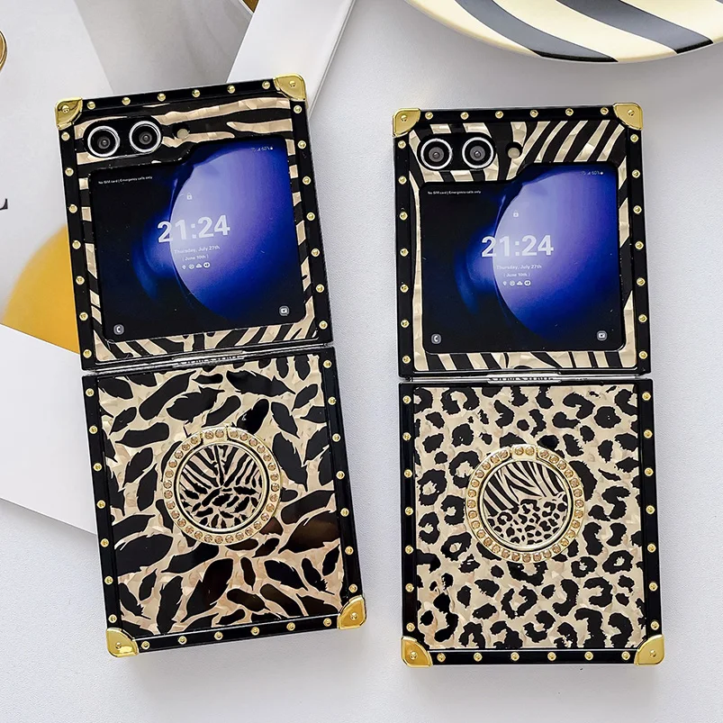 Luxury Leather Ring Case with Gold Stand – Premium Phone Cover
