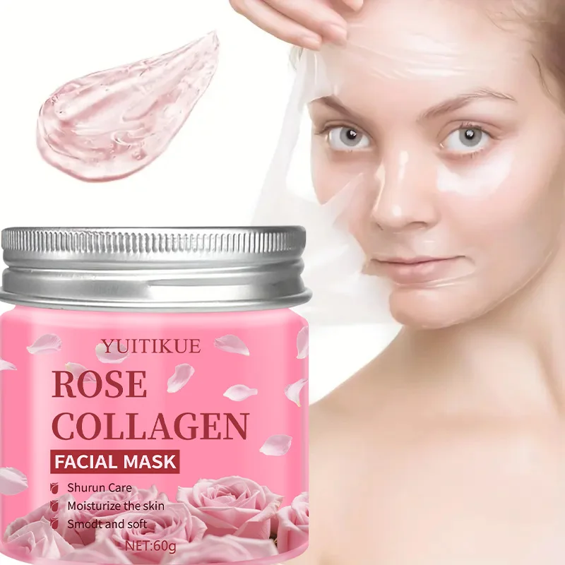 Rose Collagen Mask - Peel-Off Mask Rich in collagen, moisturizing and controlling oil, cleansing the face and moisturizing the s