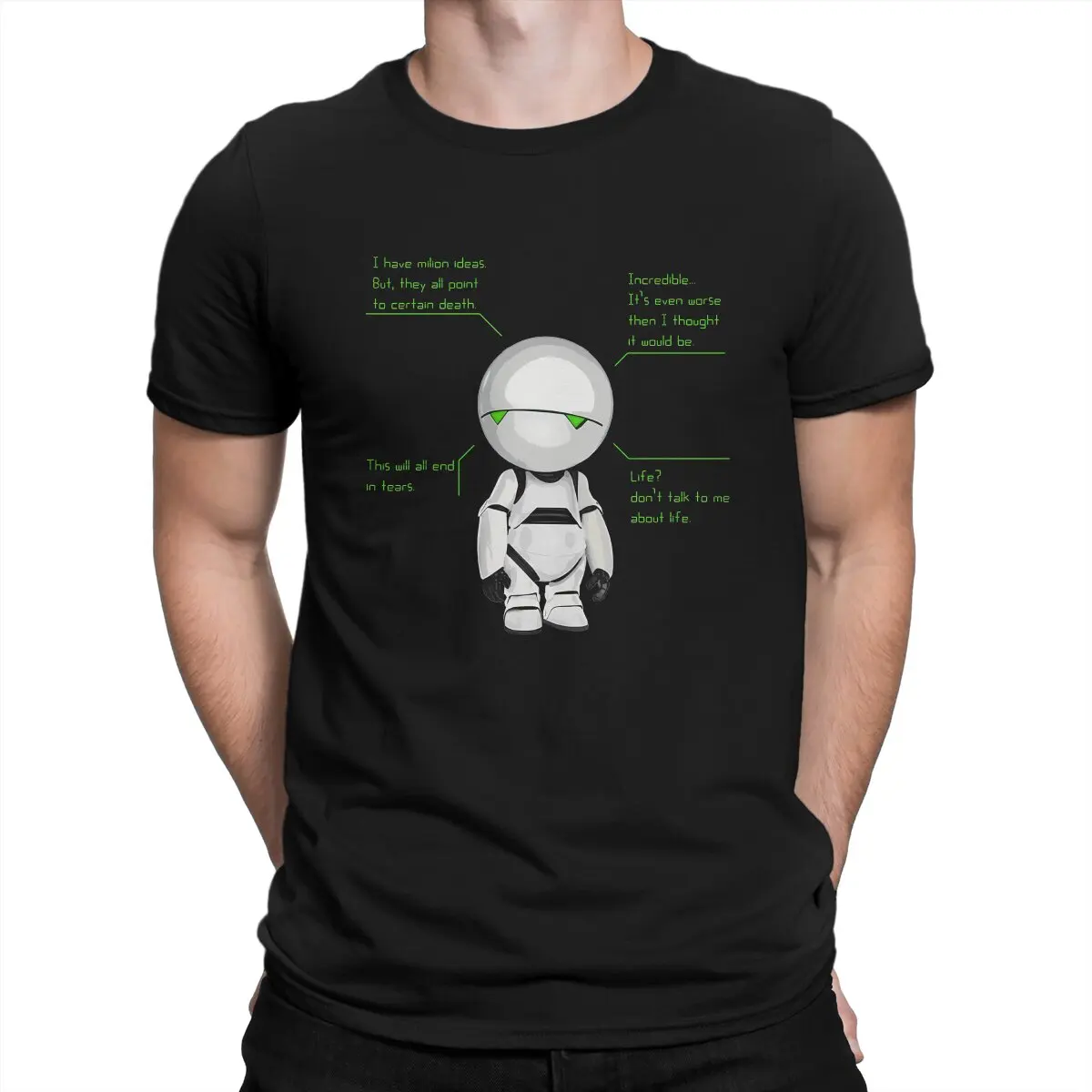 Maglietta Essenziale Di Douglas Adams Logan Maglietta Girocollo In Cotone Sciolto Da Uomo Classico Gotico Streetwear
