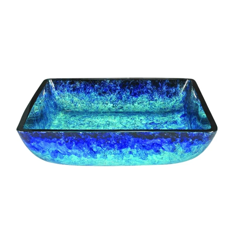 

Hot sell Italy gold foiled glass basin bathroom vessel sink