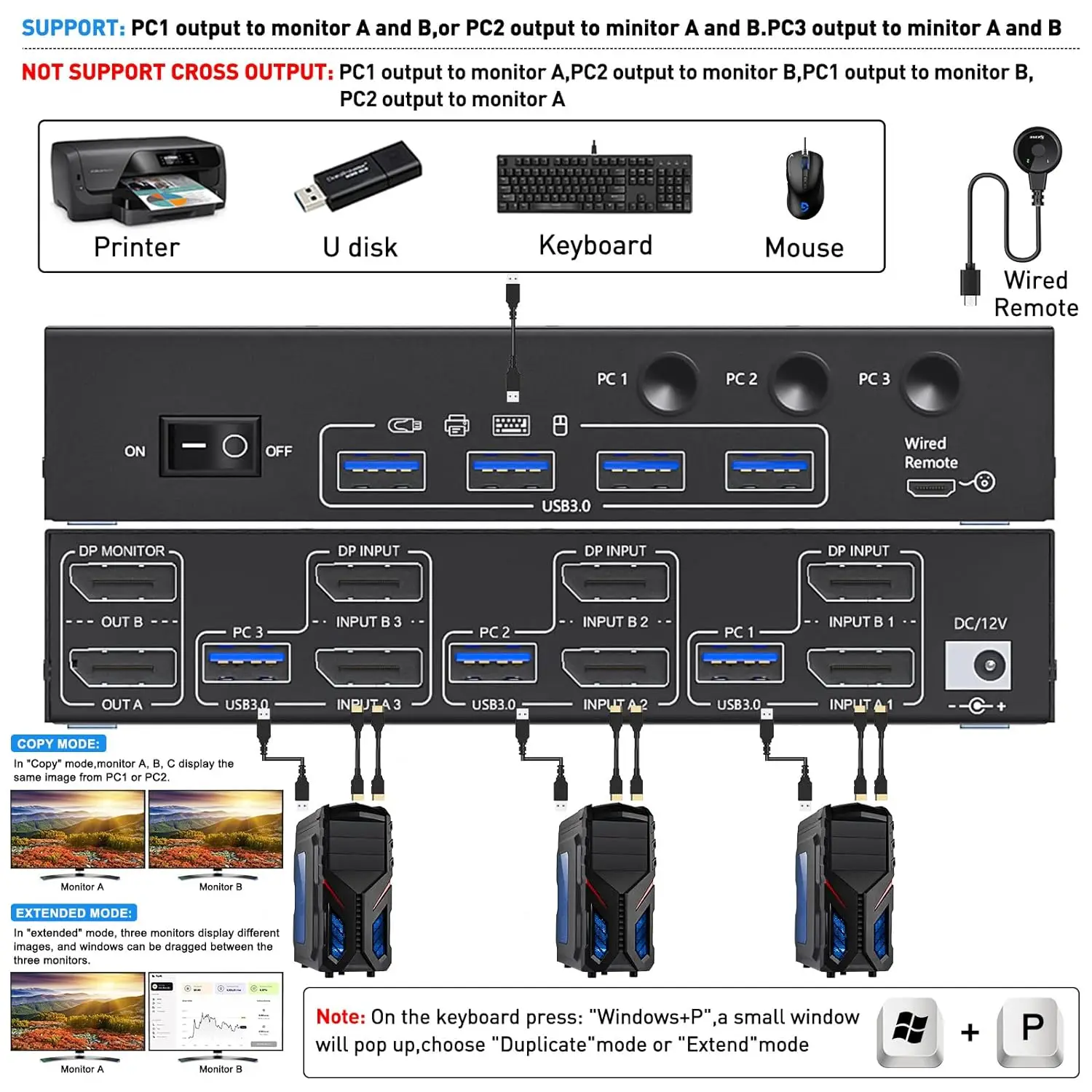 KCEVE   KVM ġ, USB 3.0 ÷ Ʈ, 2 , 3 ǻ, 8K @ 30Hz, 4K @ 144Hz, 3 ǻ  2 