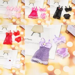 3Pcs/set DIY Pajamas Party Clothing Set Doll Accessories Toys Doll Skirt Lace Night Dress 3 In 1 Clothes Sexy Lingerie