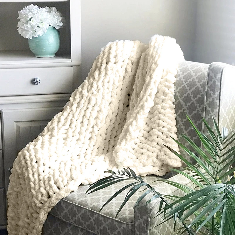 Chunky Merino Wool Blankets - Thick Large Yarn Roving Knitted Blanket -  Winter Plaid Throw Sofa Bed - AliExpress