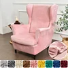 Elastic Wing Chair Cover Velvet Super Soft Wingback Sofa Slipcovers Stretch Solid Color Wing Armchair Covers Seat Cushion Cover 1