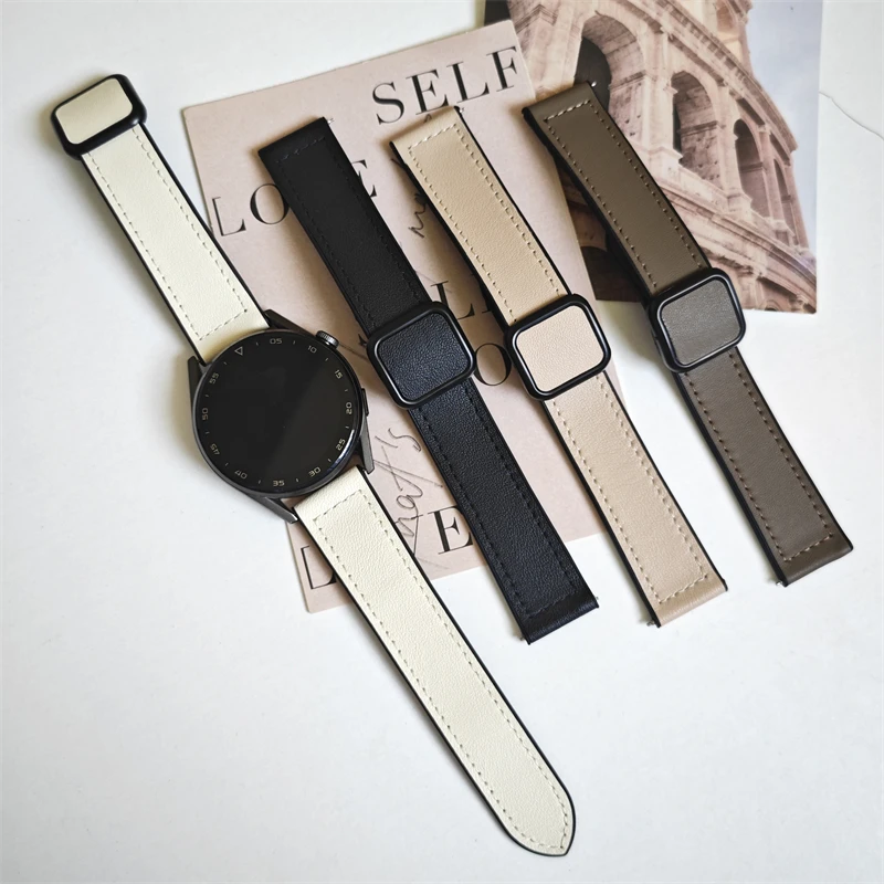 Dual-Material Leather and Silicone Watch Strap - 22mm/20mm Adjustable Band