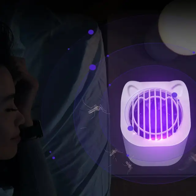 Szúnyoggyilkos Lámpa Macska Fül Tervezés Többfunkcionális Műanyag Led Ultra Csendes Rovarok Zapper Hálószobához - Image 4