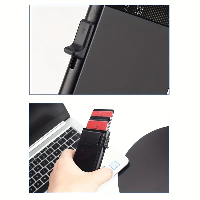 Anti-theft RFID Blocking Side Push Pop-Up ID Credit Card Holder Business Wallet For Men Minimalist Design Card Box