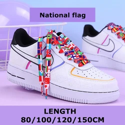 Vibrant Gradient Rainbow Flat Shoelaces - Unisex Casual Canvas Shoe Accessory - 80cm (National flag)