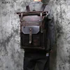NZPJ Vintage Genuine Leather Men's Backpack Crazy Horse Leather Computer Bag Natural Top layer Cowhide Backpack Travel Bag 1