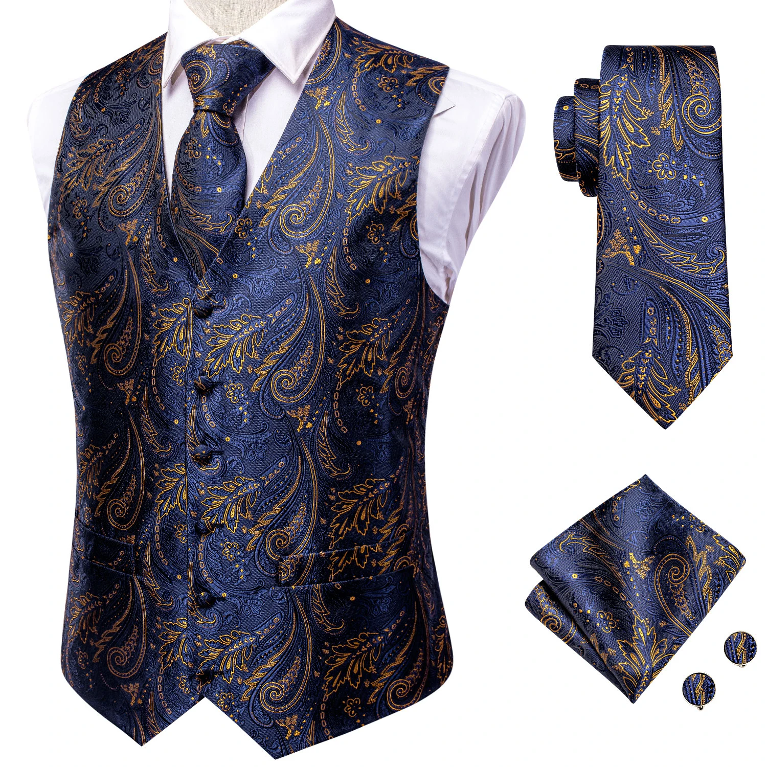 Paisley Vest and Tie Sets - Navy main image 0