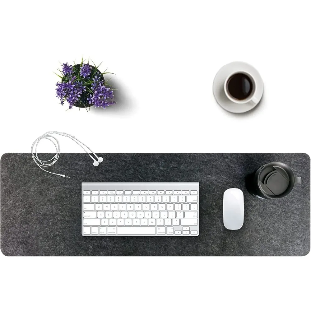 Large Dark Gray Felt Desk Mat - Premium Mouse & Keyboard Protector