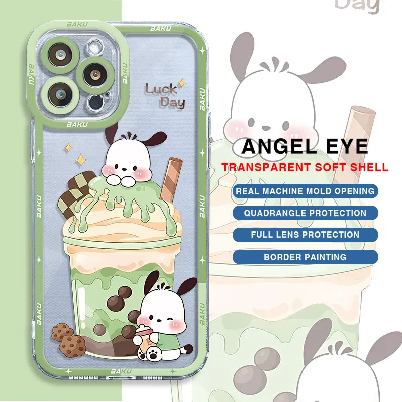 thumbnail image 1 of Case for iPhone 7 8 SE 11 Pro 13 Mini 15 Pro 14 Pro Max 12 XS Max XR Cute Kuromi Cinnamoroll Transparent Soft Cover Coque TPU, 1 of 5