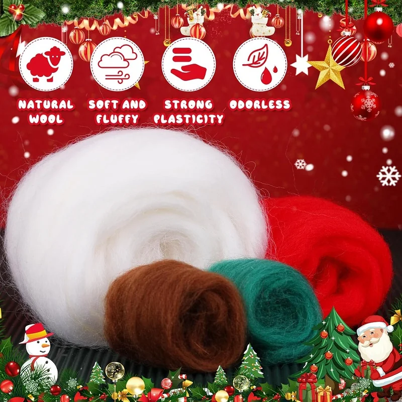 Cute Beginners Wool Felting Supplies with Instructions Starter Kit with Needle Felting Set for Christmas Children's Day