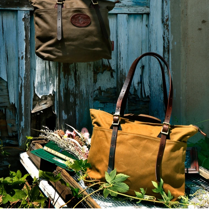 Tote Bag men women Tailor Brando Classic Replica American Retro Heavyweight Oil Waxed Canvas Shoulder Bag
