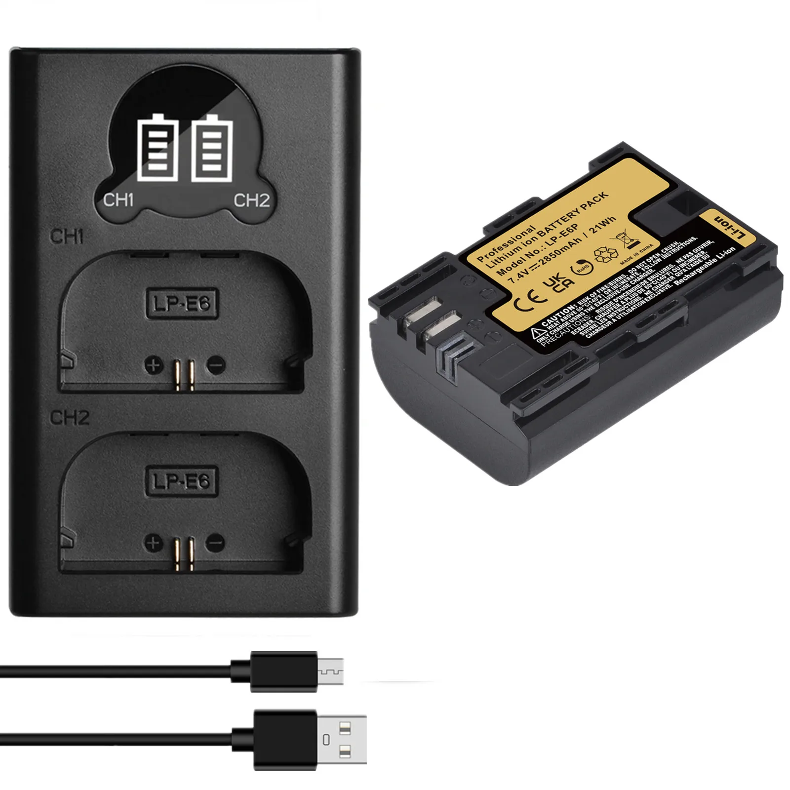 4X2850mAh LP-E6P LP E6P バッテリー Canon EOS R5 マーク II 5D