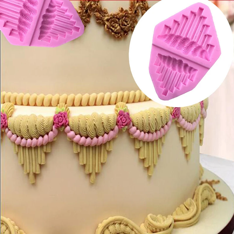 Kuchen Grenze Fondant Form plissierte Spitze Wellen Schimmel Rock Rüschen Scrunch Sugar craft Baby party Küche Zubehör Gebäck Werkzeuge – Detail 6