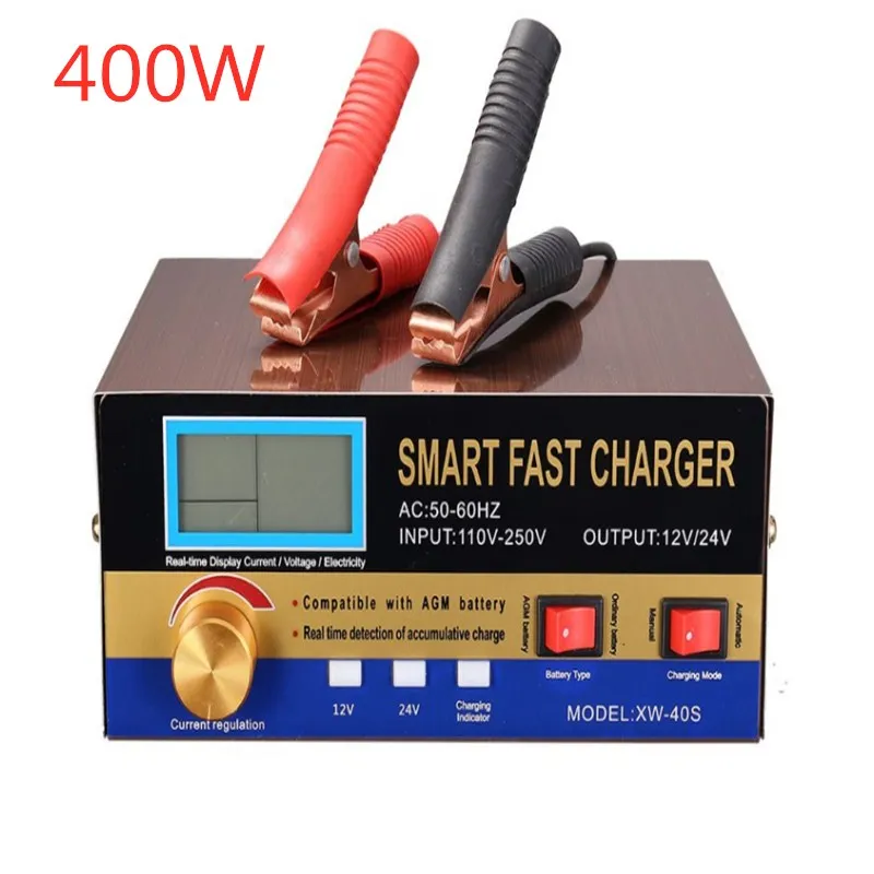 

Russian warehouse, free shipping, 400W Intelligent Pulse Repair Battery Charger 12V 24VTruck Motorcycle Charger