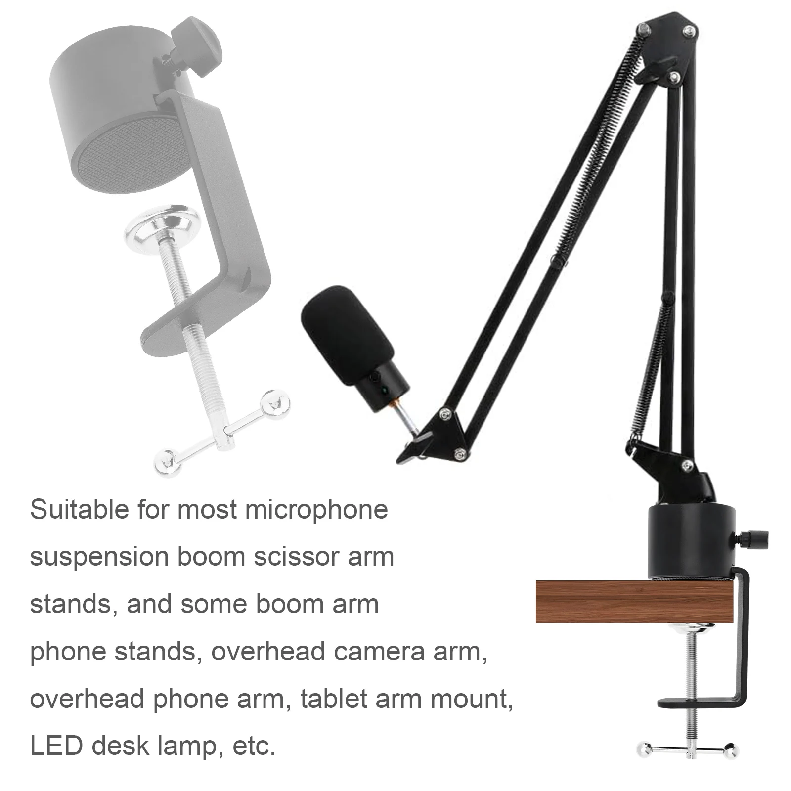 Microphone Mount Clamp Desktop Mounting Clip Clip Holder for Microphone Arm Stand Desk Lamp Bracket