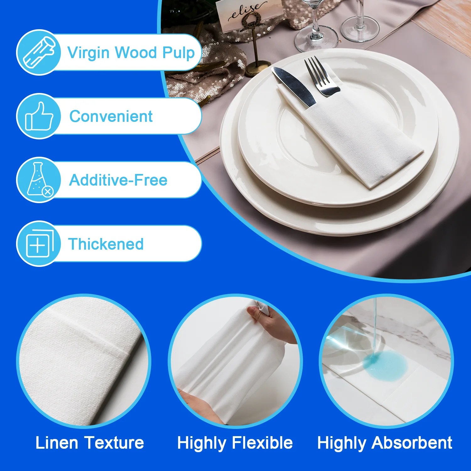 Servilletas de bolsillo desechables blancas para cubiertos, 13x15,75  pulgadas, 50 unidades. Prefoliado ecológico para cubiertos, bodas, fiestas  y eventos - AliExpress, image size:1500x1500