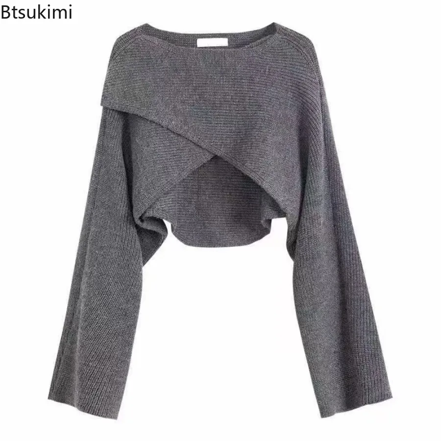 Autumn Fashion Knitted Pullover Elegant O Neck Sweater Women New Casual Solid Color Loose Long Sleeve Hem Irregular Women Top 3