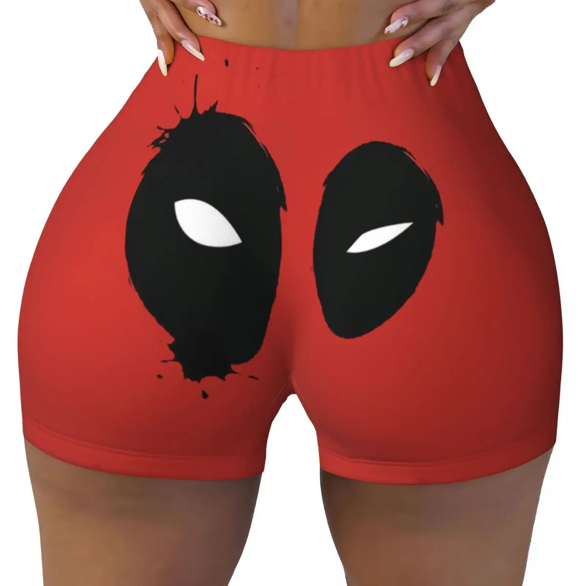 Deadpool Eyes Volleyball Biker Gym Shorts Women's Athletic Workout Yoga Shorts