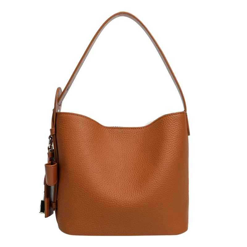 New Arrival Top Layer Genuine Leather Bucket Bag Spring Style Quality Crossbody Bag For Daily Commute Elegant Shoulder Handbag