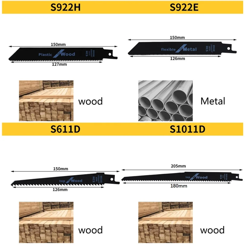 4PCS Reciprocating Saw Blades Wood Plastic Pipe Cutting Metal Outdoor Cutting High Carbon Steel Saw Blade For Woodworking