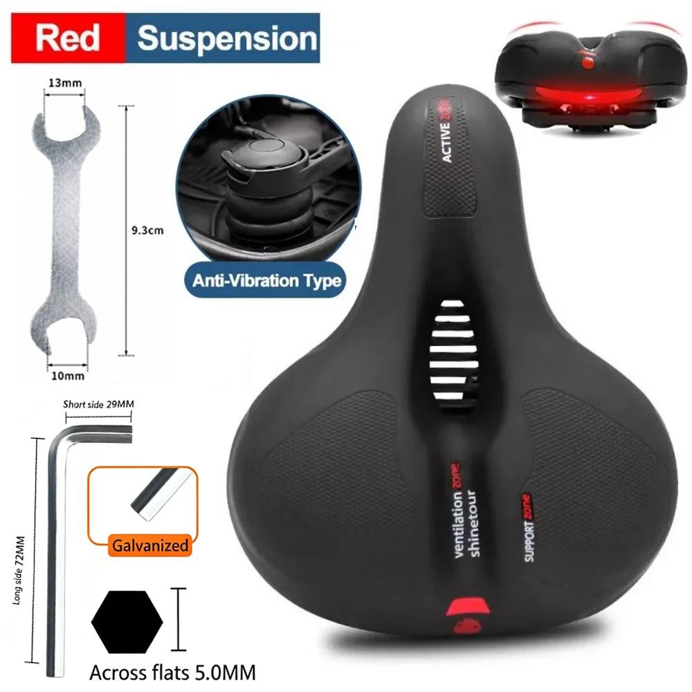 Breathable Shock-Absorbing Comfort Bicycle Saddle with Safety Warning