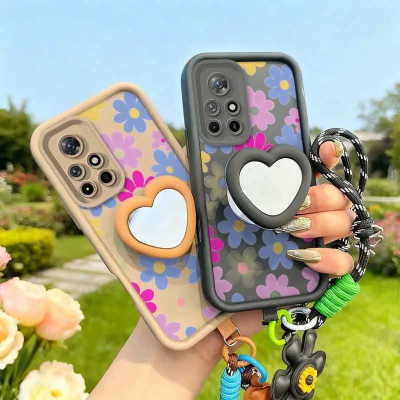 Cartoon Flower Phone Case Set with Lanyard and Craft Embellishments