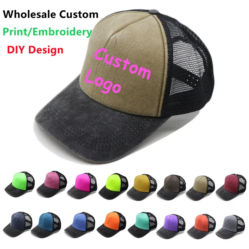 New Custom  Mesh Baseball Cap for Women Men Embroidery Picture Print Hat Summer Sun Hats Unisex Fluorescence Snapback_voghion.com