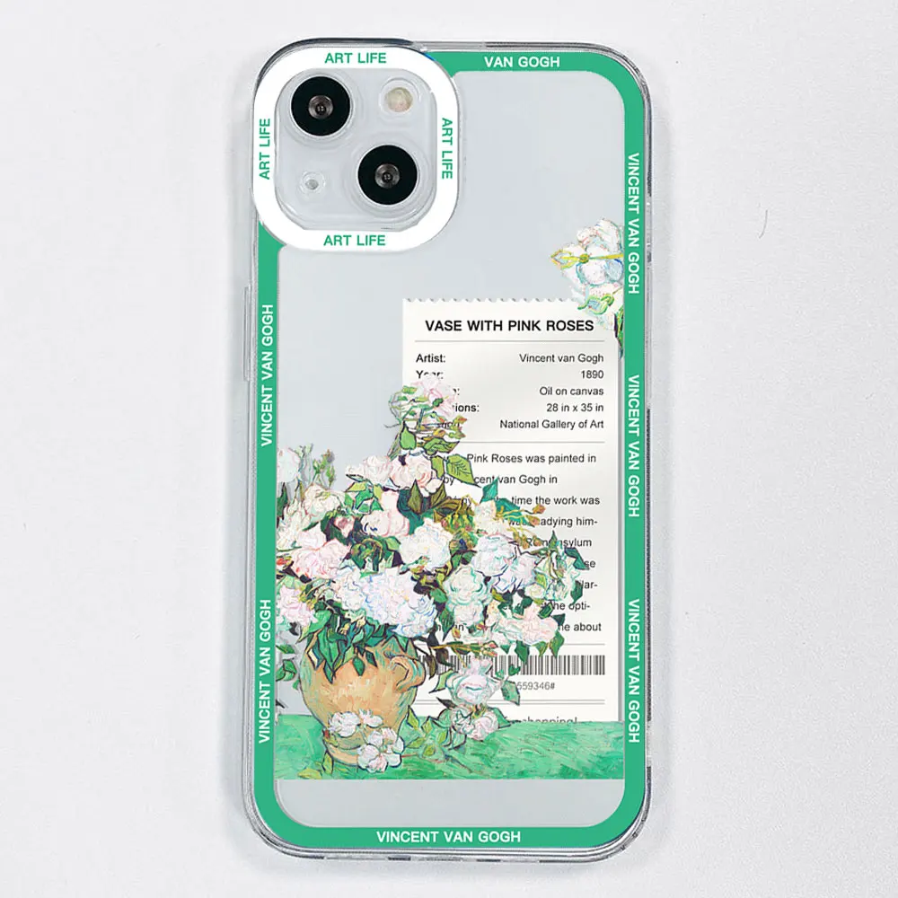Ретро чехол для телефона с картиной Ван Гога маслом для IPhone 11 13 12 14  15 Pro Max Mini X XR XS 7 8 15Plus этикетка искусство эстетика прозрачный  чехол | AliExpress