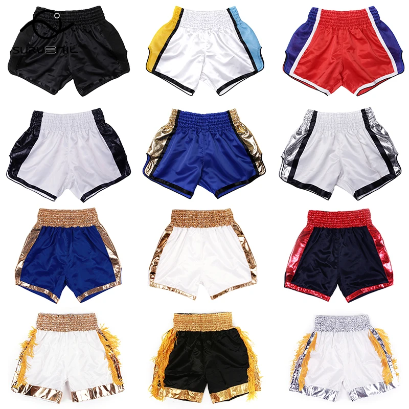 Muay-Thai-Shorts-2023-New-Fight-Kickboxing-Pants-Gold-Tassels-Boxing ...