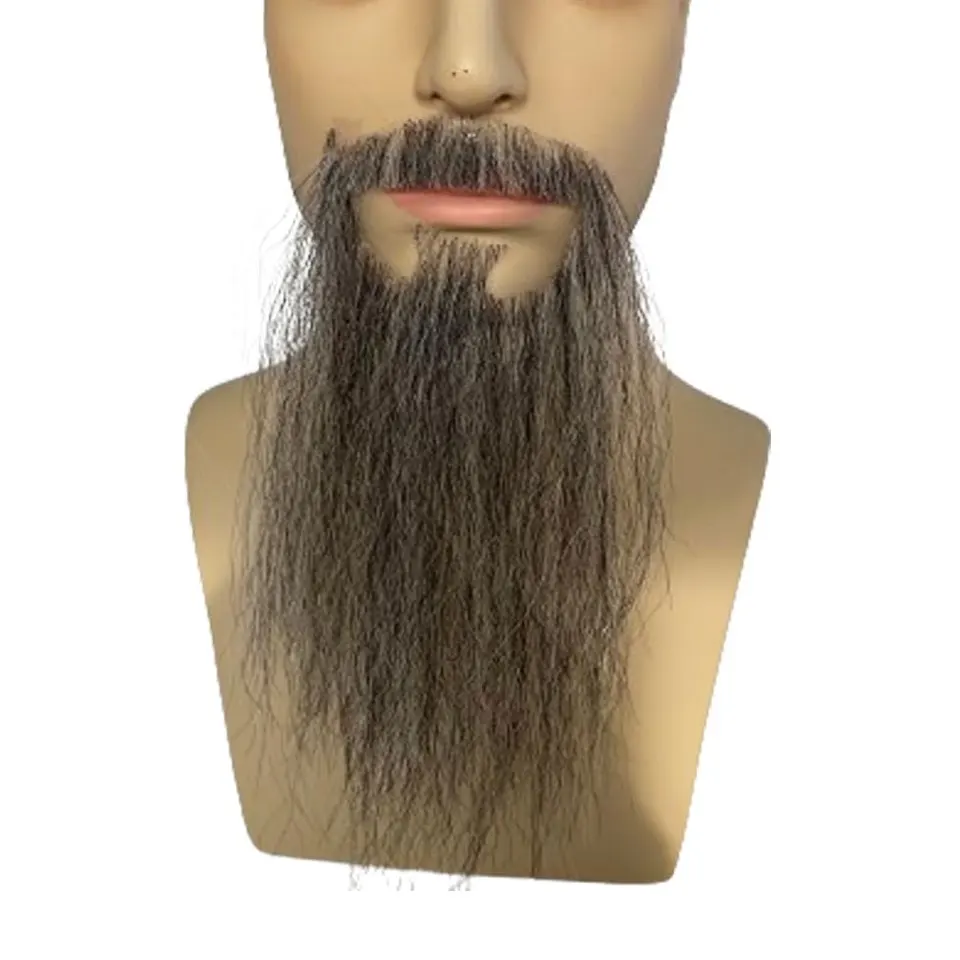 Long Fake Beard Human Hair Full Hand Tied Facial Hair Black Goatee